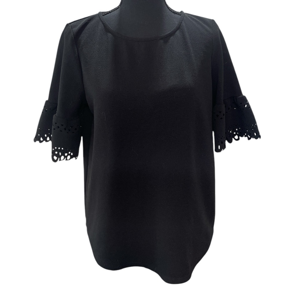 Moa Moa Black Ruffled Boxy Blouse